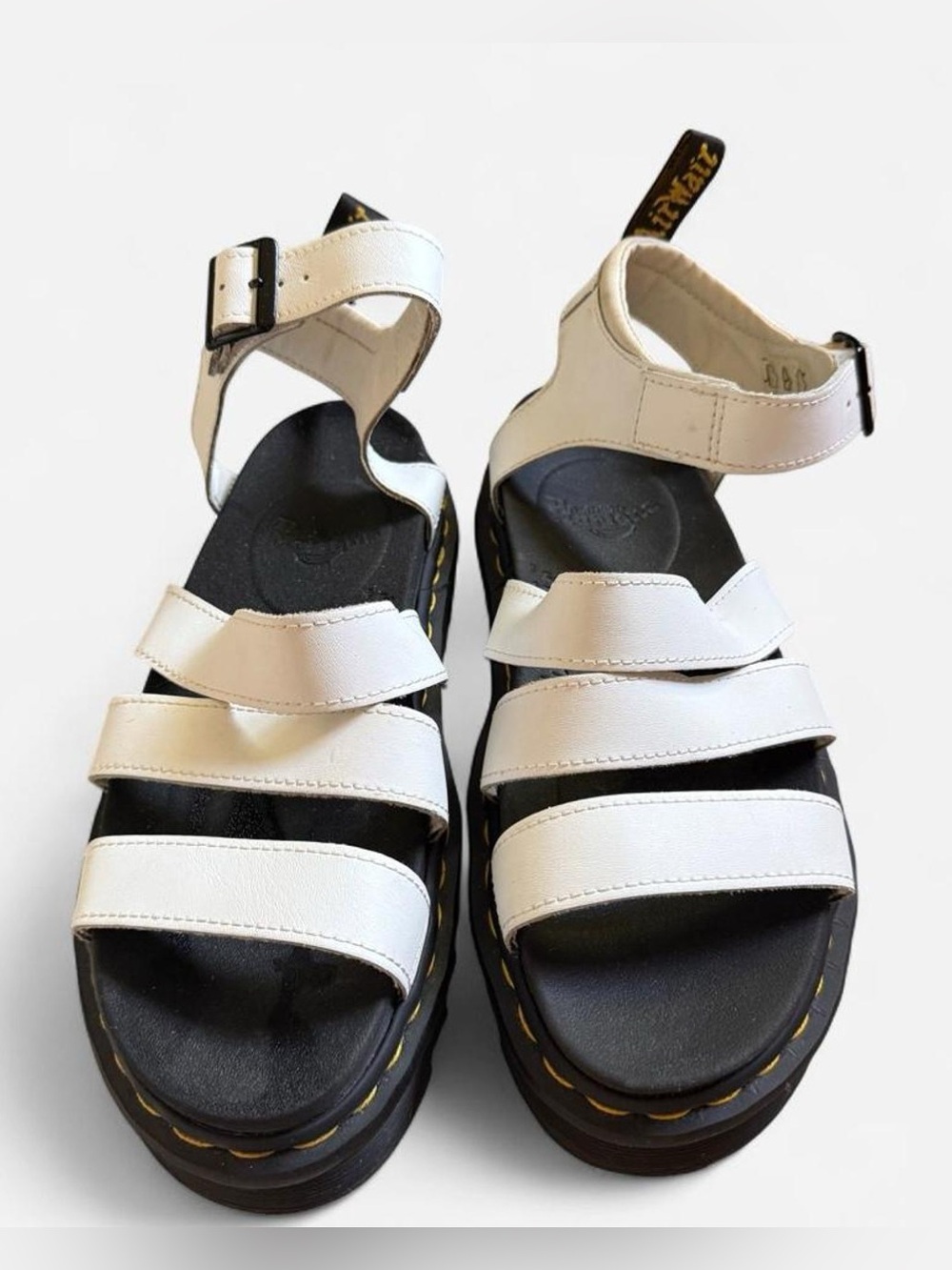 Dr. Martens White Triple-Strap Platform Sandals